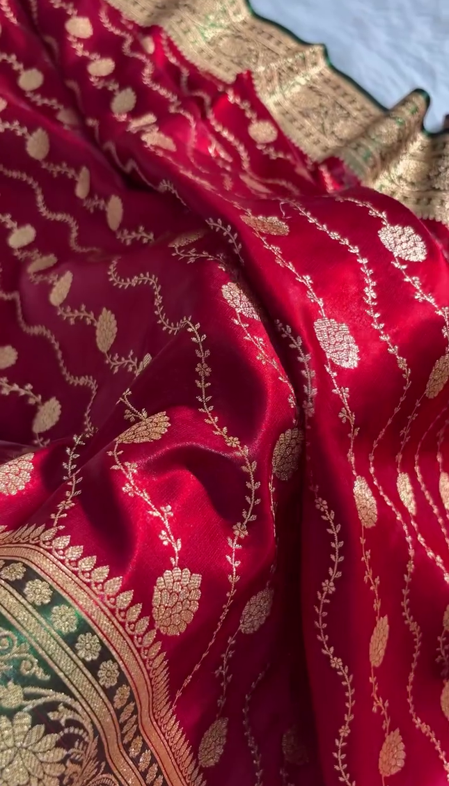 Royal Red Banarasi Silk Saree – A Touch of Timeless Grace