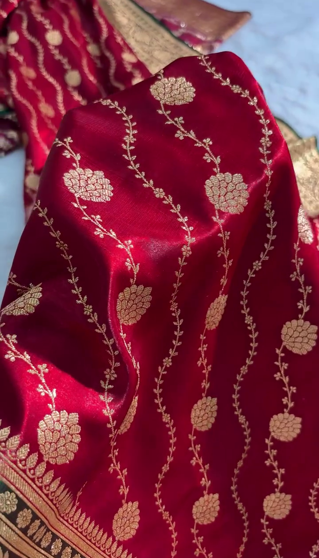 Royal Red Banarasi Silk Saree – A Touch of Timeless Grace
