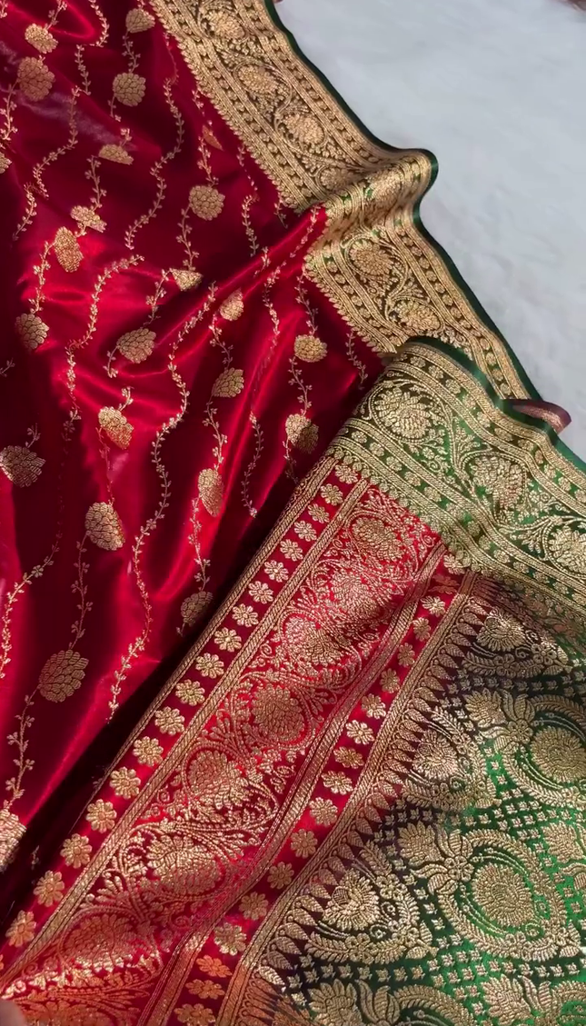 Royal Red Banarasi Silk Saree – A Touch of Timeless Grace