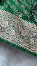 Emerald Green Banarasi Silk Saree with Intricate Gold Zari Jaal