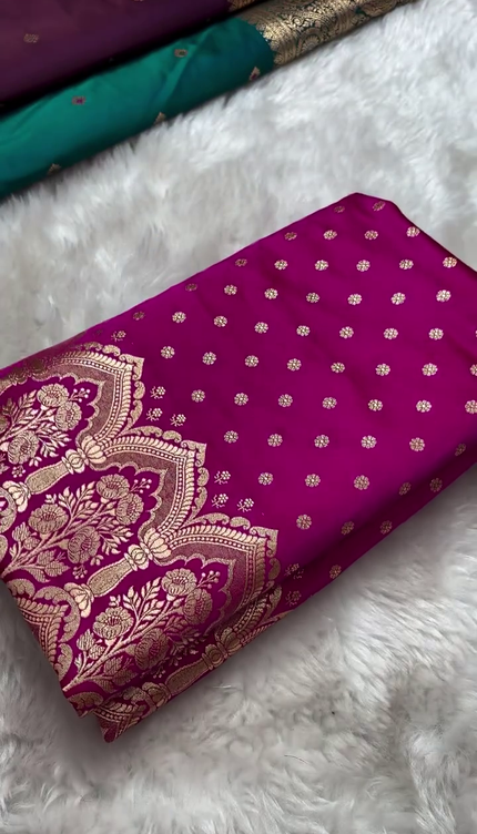 Magenta Majesty Banarasi Silk Saree – Woven with Golden Grace