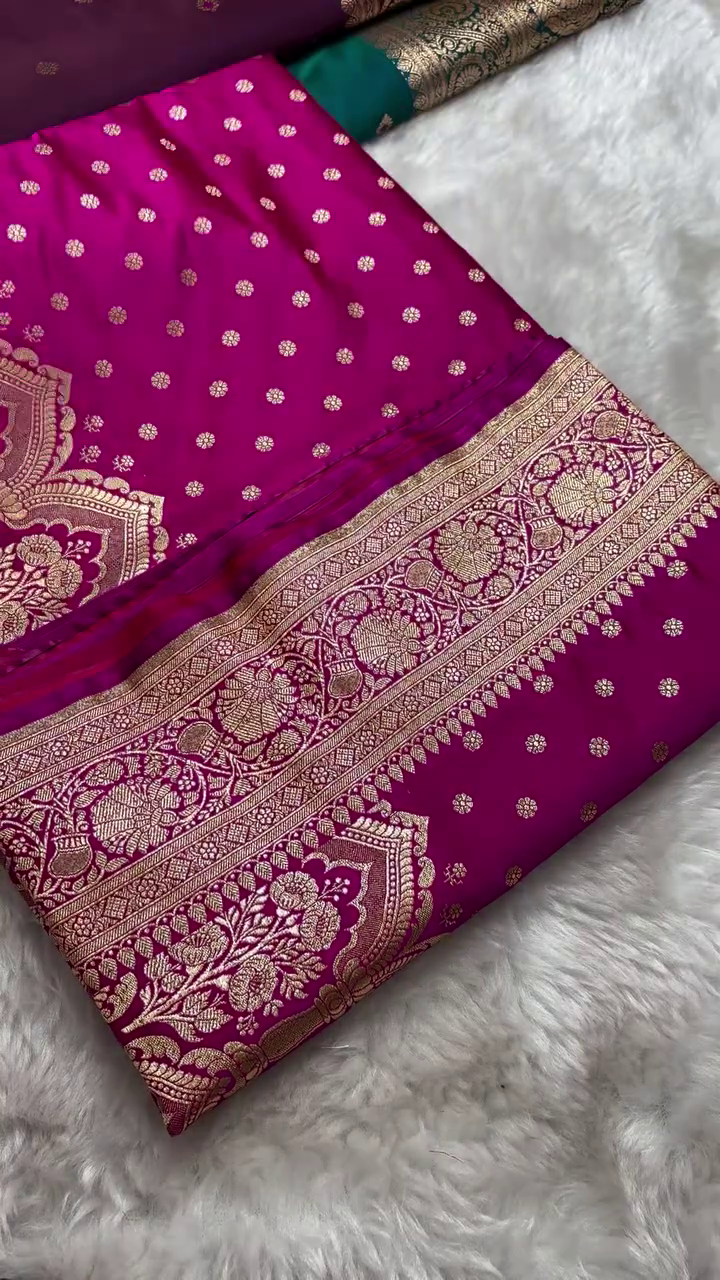 Magenta Banarasi Silk Saree with Gold Zari Butta