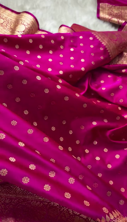 Magenta Majesty Banarasi Silk Saree – Woven with Golden Grace