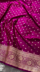 Magenta Banarasi Silk Saree with Gold Zari Butta