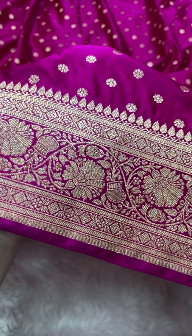 Magenta Majesty Banarasi Silk Saree – Woven with Golden Grace