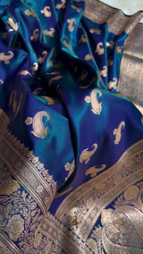 Royal Blue Banarasi Silk Saree with Gold Zari Paisley Butta