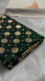 Emerald Green Banarasi Silk Saree with Gold Zari Circular Butta