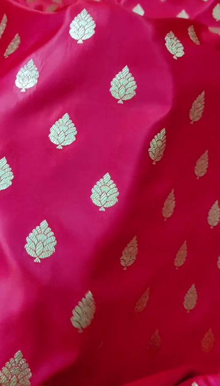 Bridal Red Gold Zari Banarasi Brocade Fabric with Heavy Border