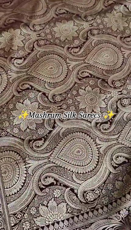 Dark Maroon Gold Zari Floral Banarasi Brocade Fabric