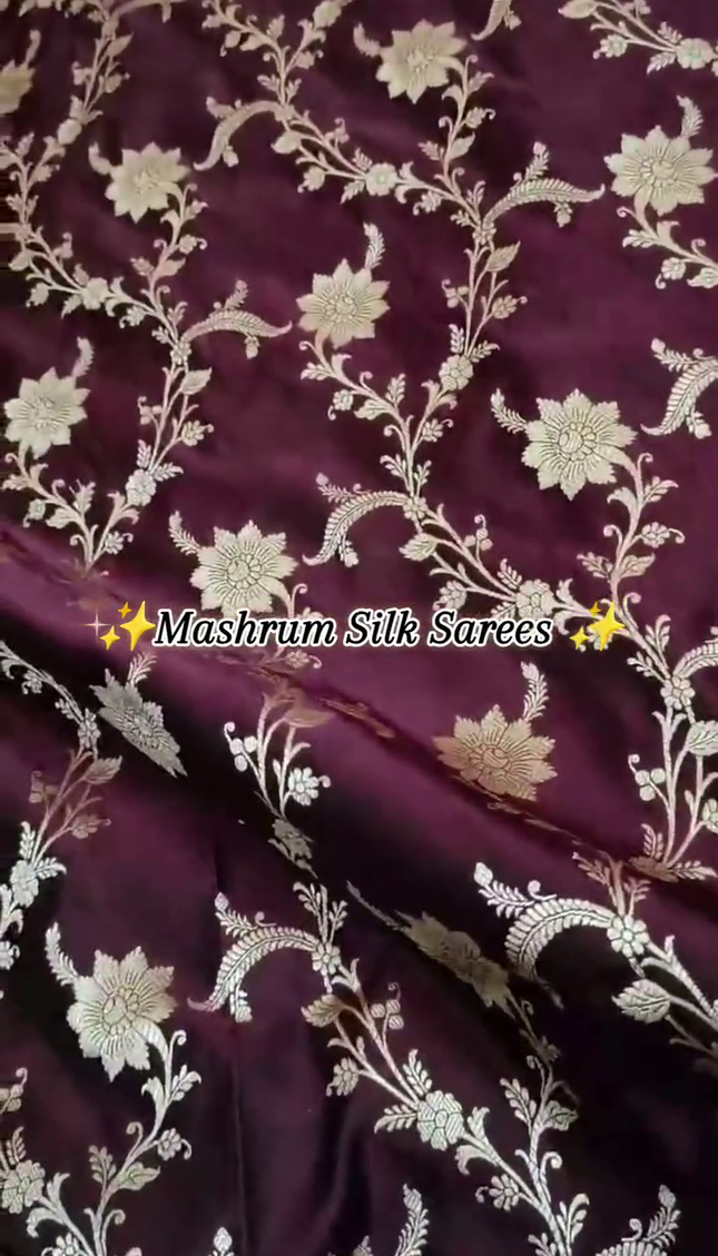 Dark Maroon Gold Zari Floral Banarasi Brocade Fabric