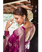 Sitara - Purple Banarasi Silk Saree with Jacquard Weave and Matching Blouse