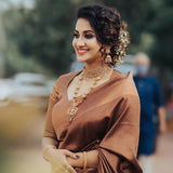 Rambha - Wine Soft Banarasi Silk Saree with Classic Jacquard Weaving