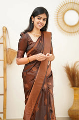 Maruti - Brown Soft Silk Saree with Jacquard Woven Border