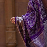 Varnika - Purple Banarasi Silk Saree with Rich Silver Jacquard and Matching Blouse